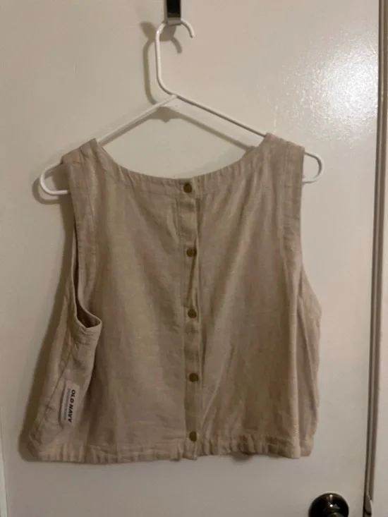 Old Navy Beige Sleeveless Linen-Blend Tank Top - Picture 2 of 2